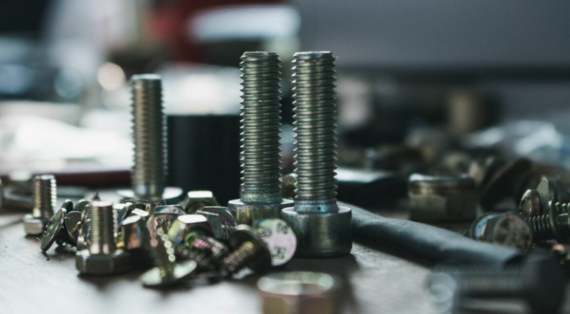 Assorted metal bolts and nuts