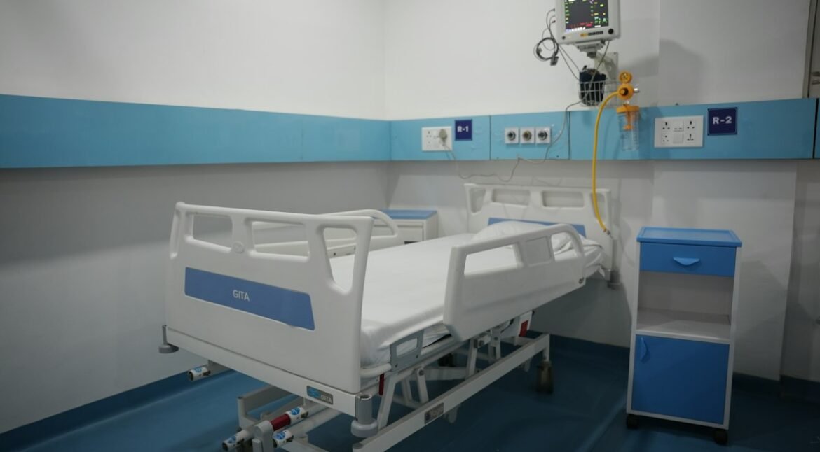 Modern hospital room with adjustable bed