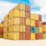 Stacked shipping containers